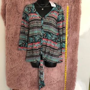 NWT Filly Flair multi tunic top 3/4 sleeve small